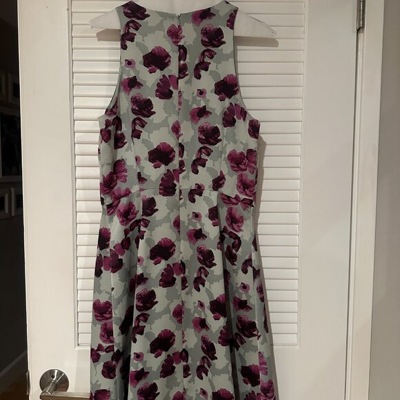 Banana Republic Watercolor Floral Fit & Flare Dress - Sage & Plum - Size 8 - Picture 2 of 6